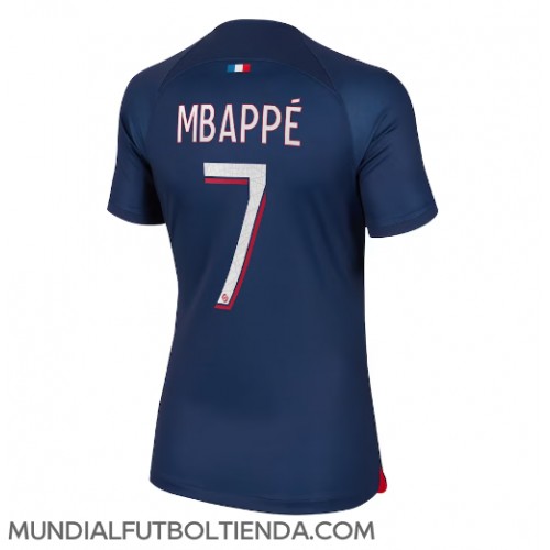 Camiseta Paris Saint-Germain Kylian Mbappe #7 Primera Equipación Replica 2023-24 para mujer mangas cortas